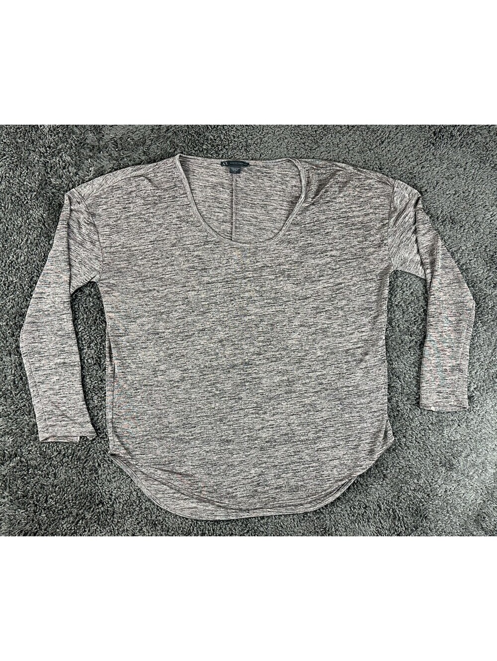 Armani Exchange Womens Large Long Sleeve Sweater Top Space Dye Gray Zip Cuffs